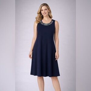 R&M Richards Navy Sleeveless Dress Size 18W NWT Elegant Plus Size Occasion Dress